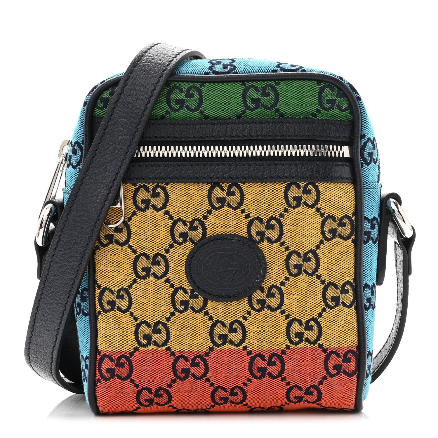Gucci Monogram Multicolor Mini Retro Interlocking G Messenger Blue Rainbow Light Blue 1 of 10