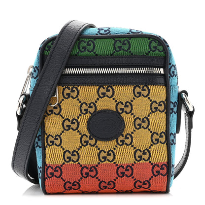 Gucci Monogram Multicolor Mini Retro Interlocking G Messenger Blue Rainbow Light Blue 1 of 10