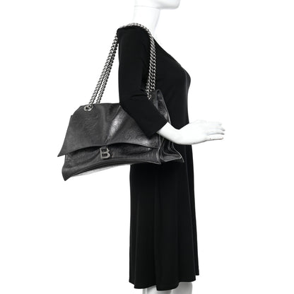 Balenciaga Metallic Crushed Calfskin Large Crush Chain Bag Steel Grey 2 of 14