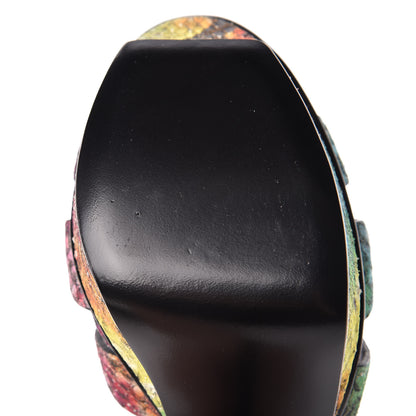 Saint Laurent Python Calfskin Embossed Africa Tie Dye Tribute 75 Platform Sandals 36 Multicolor 8 of 9