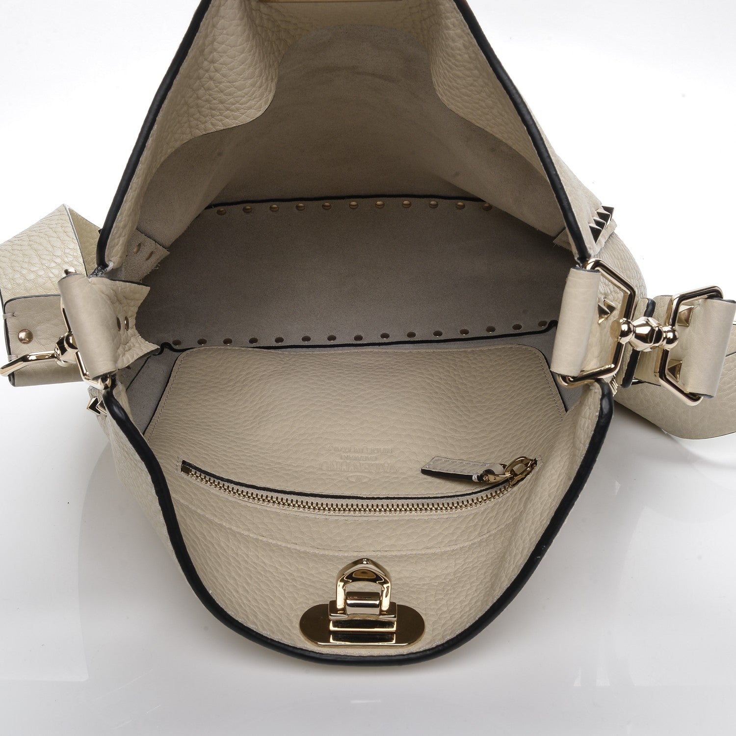 Valentino Garavani Pebbled Calfskin Small Rockstud Flip-Lock Messenger Bag Light Ivory 5 of 6