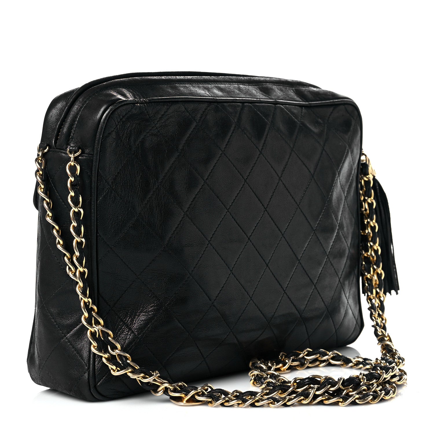 Chanel Lambskin Quilted CC Tassel Camera Case Black 2 of 10