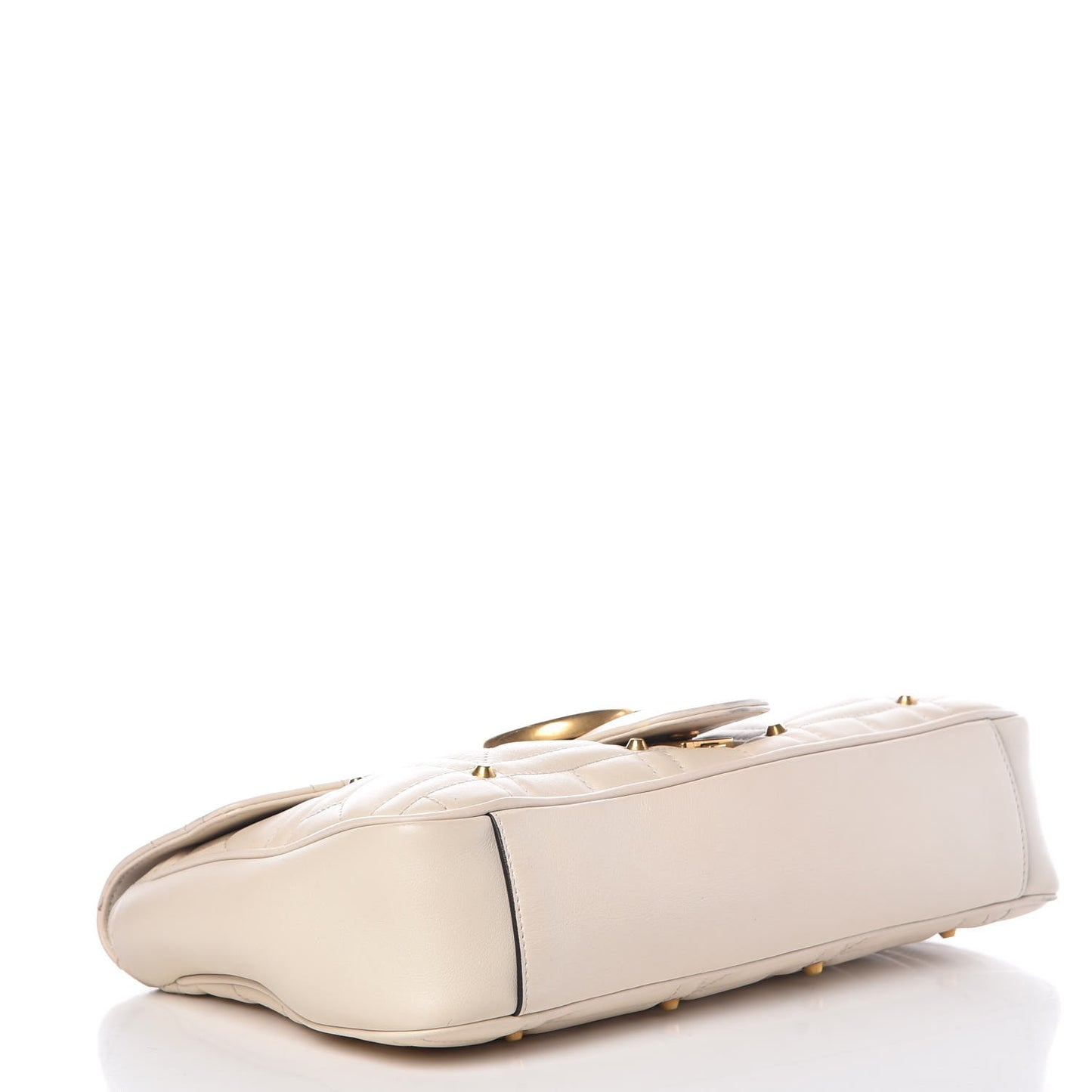 Calfskin Matelasse Studded Medium GG Marmont Shoulder Bag White