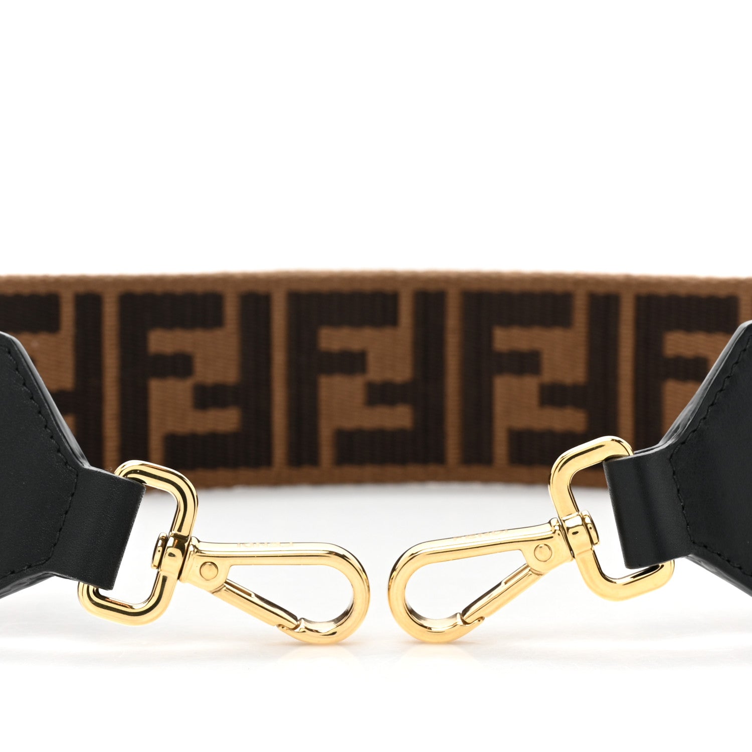 Fendi Ribbon Vitello Seta FF 1974 Adjustable Strap You Fango Marrone Black 3 of 5