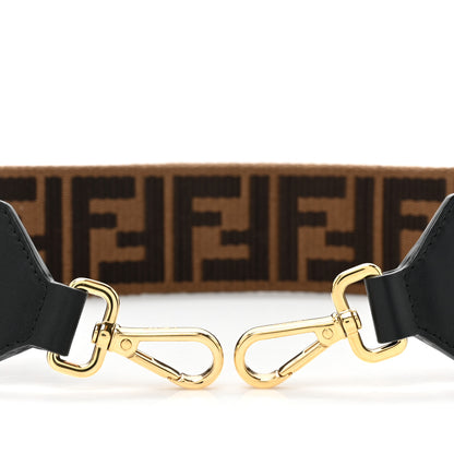 Fendi Ribbon Vitello Seta FF 1974 Adjustable Strap You Fango Marrone Black 3 of 5