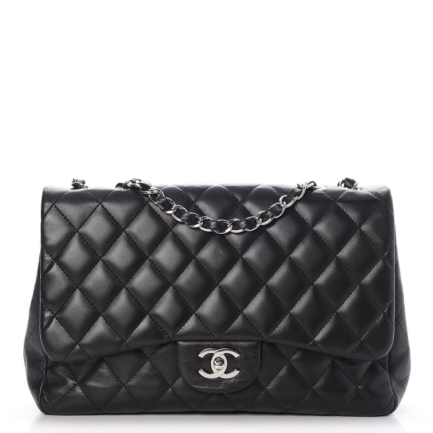 Chanel Lambskin Quilted Jumbo Single Flap Black 1 of 7