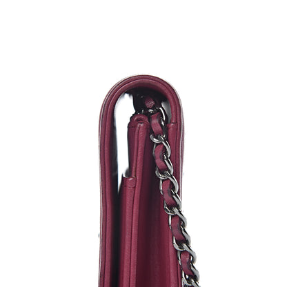 Chanel Calfskin Studded Quilted Boy Wallet On Chain WOC Dark Pink 14 of 22