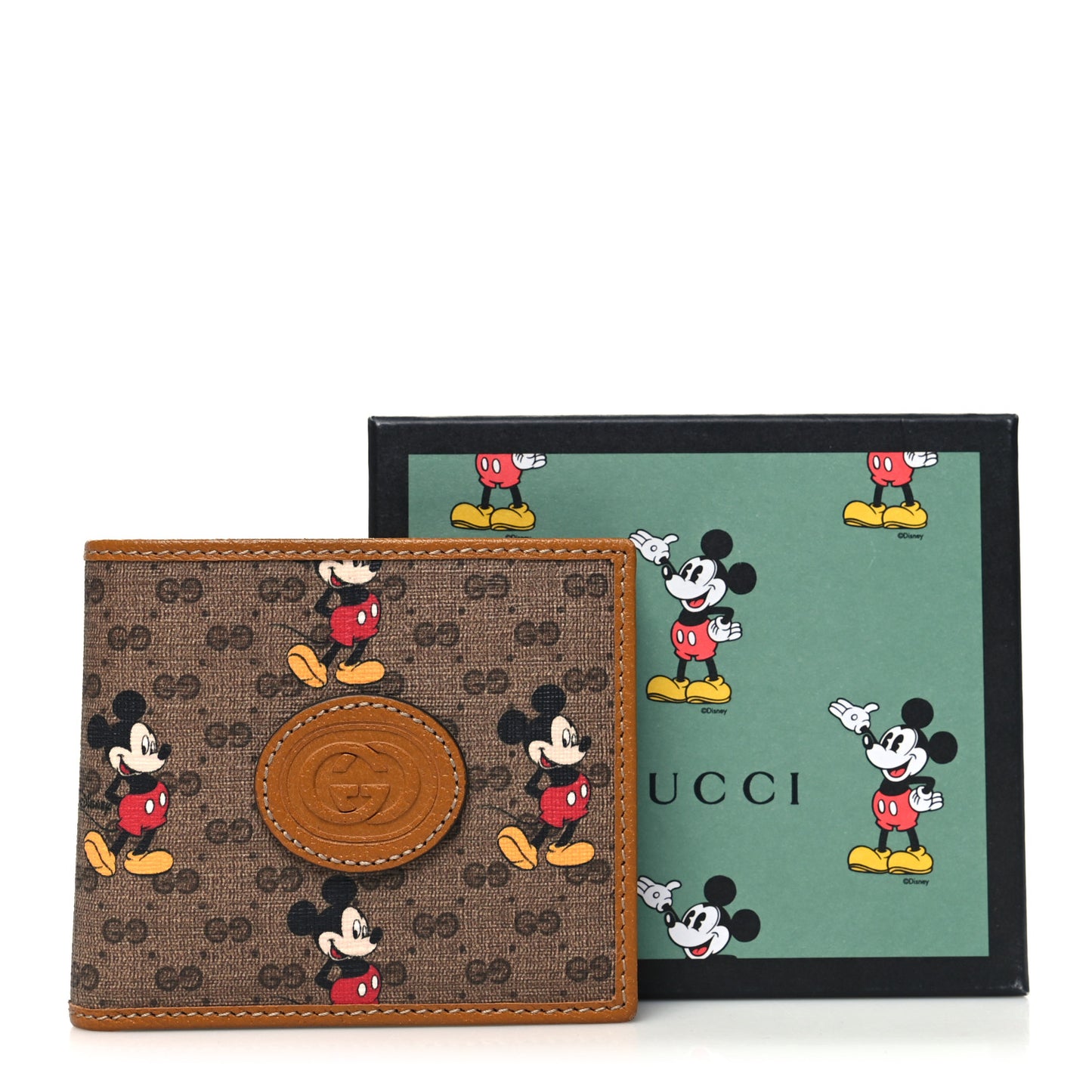 X DISNEY Mini Vintage GG Supreme Monogram Mickey Mouse Wallet Beige Vintage Sun Oil