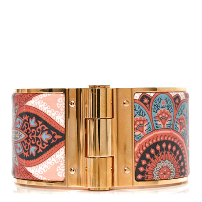 Hermes Enamel Printed Extra Wide Cachemire Fleuri Hinged Bracelet XL Romantique 1 of 4