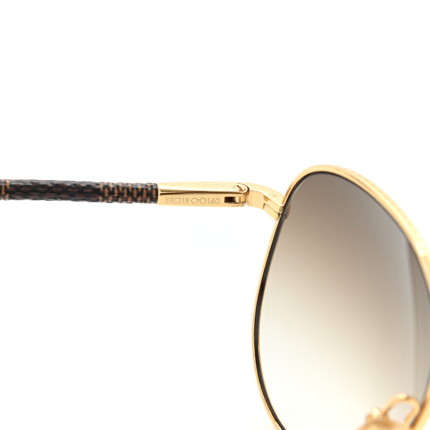 Louis Vuitton Damier Ebene Conspiration Pilote Aviator Sunglasses Z0202U Gold 7 of 7