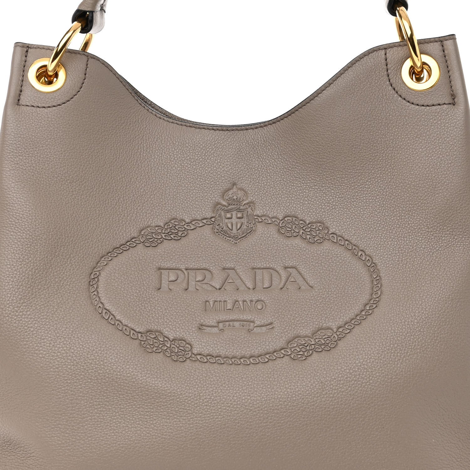 Prada Vitello Phenix Logo Hobo Argilla 7 of 10