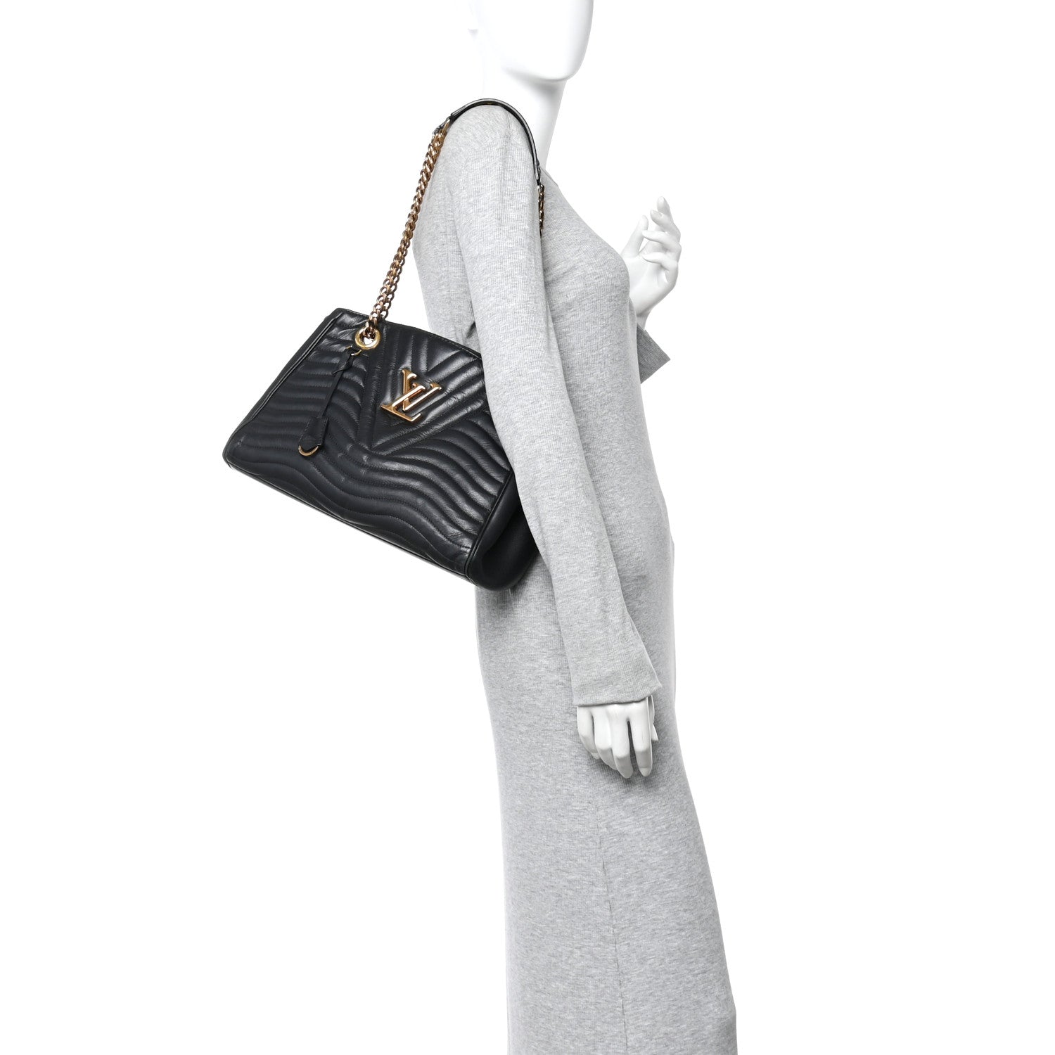 Louis Vuitton Calfskin New Wave Chain Tote Black 2 of 11