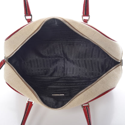 Prada Canvas Boston Bag Red 5 of 7
