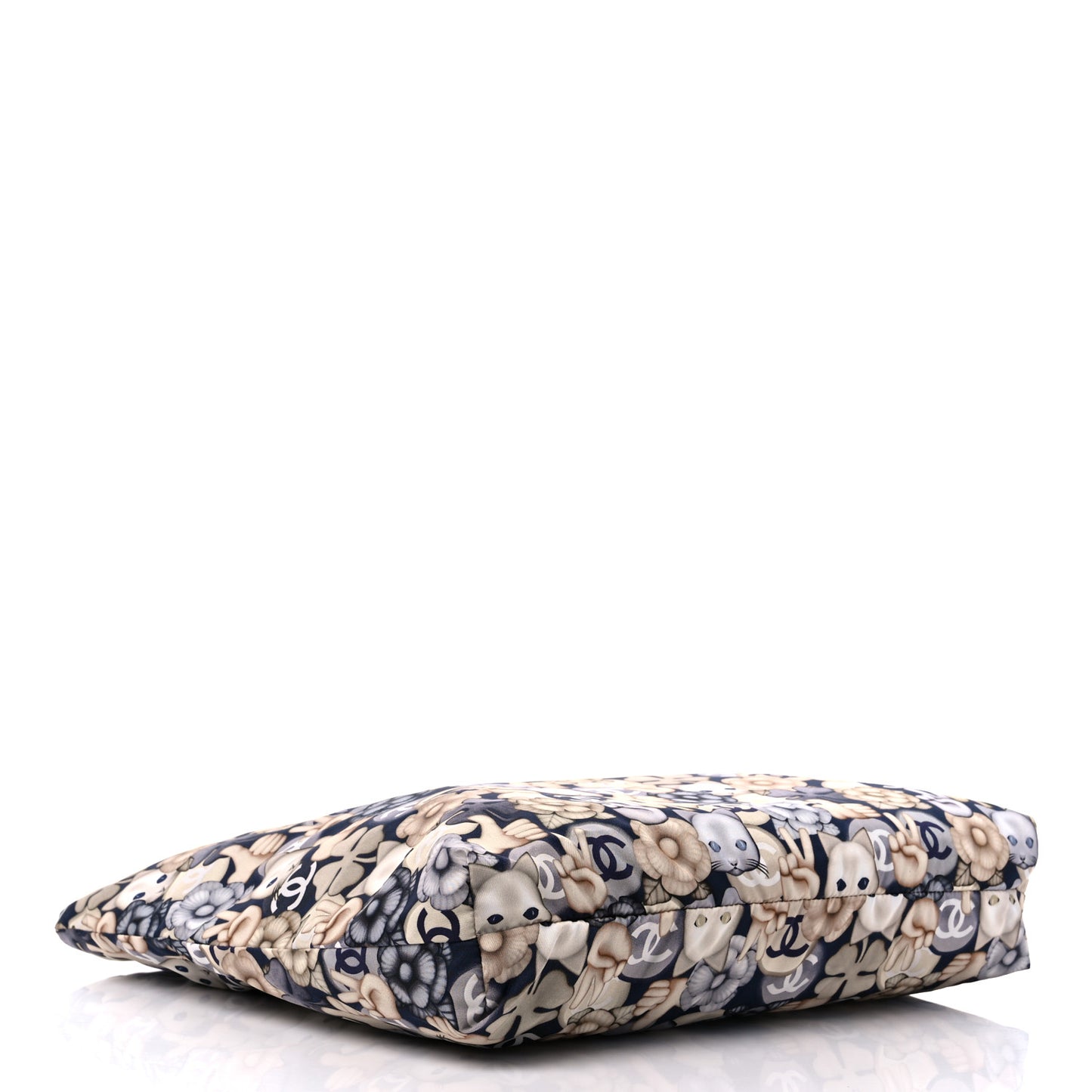Nylon Cat Emoticon Tote Navy Gold