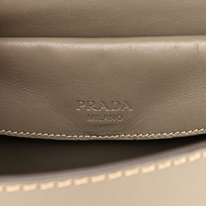 Prada Vitello Tri-Color Medium Sound Top Handle Satchel Grigio Black 6 of 19