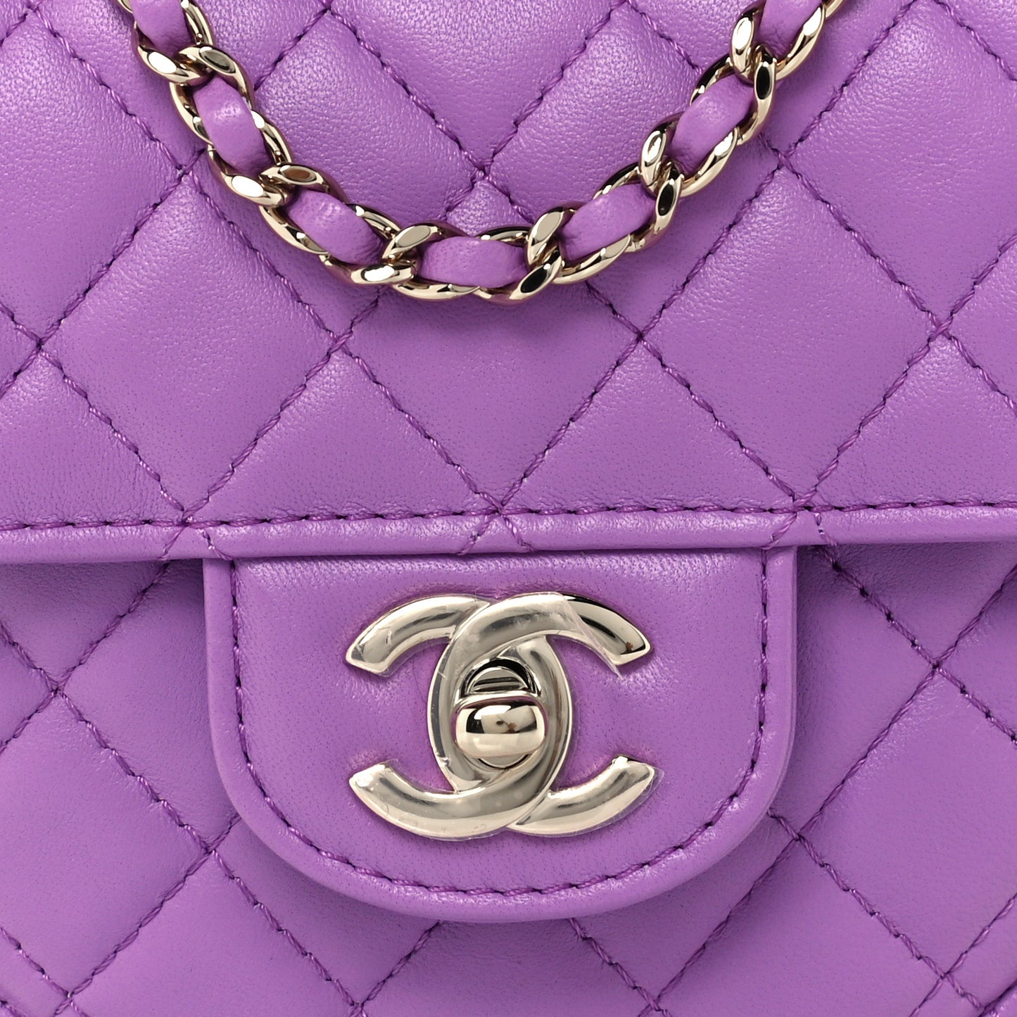 Lambskin Quilted CC In Love Heart Bag Purple