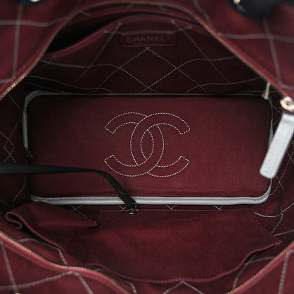 Chanel Grained Calfskin Shopping Fever Tote Grey Black 6 of 12