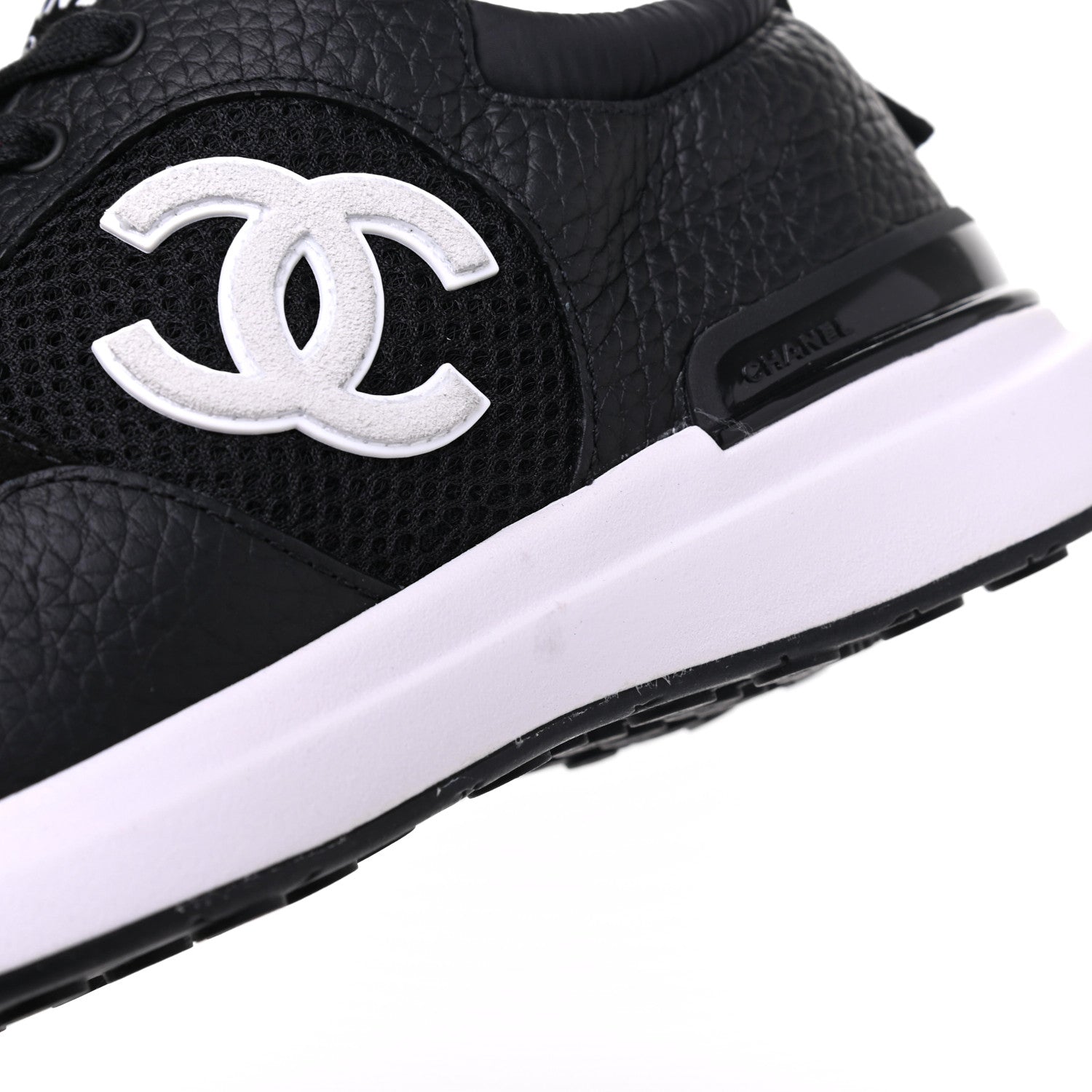 Chanel Calfskin Mesh Lycra Suede Womens Logo Sneakers 36 Black 8 of 9