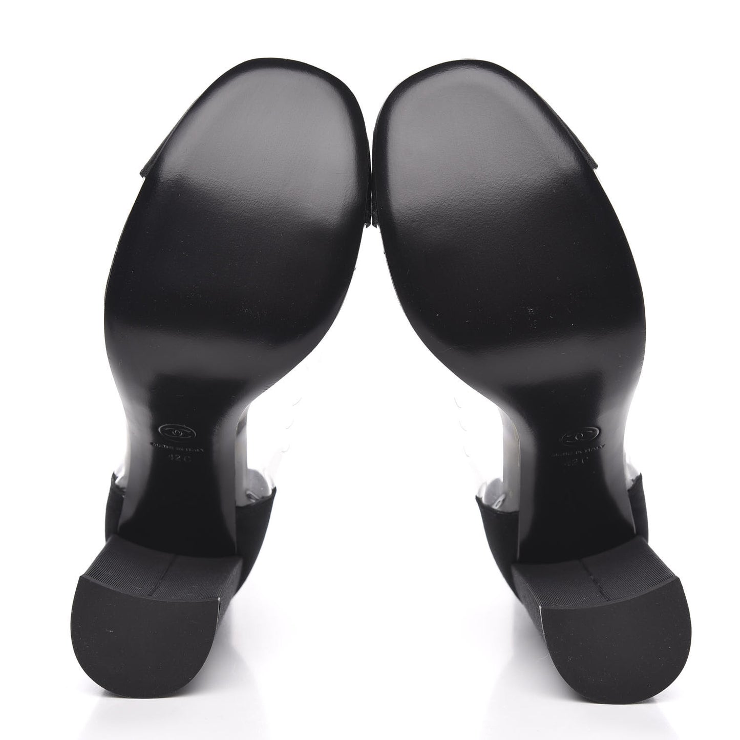 PVC Grosgrain High Boots 42 Transparent Black