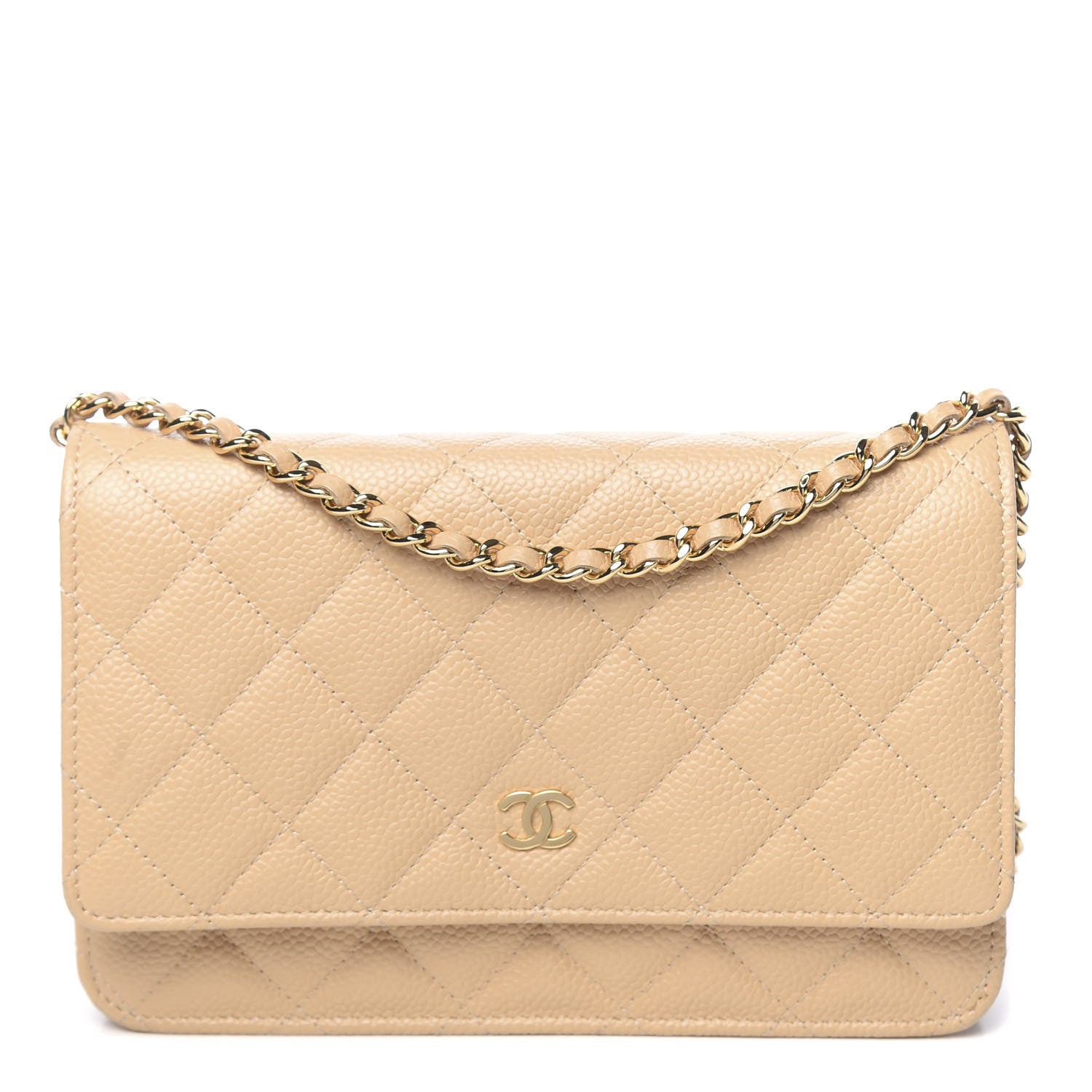 Chanel Caviar Quilted Wallet On Chain WOC Beige 1 of 13