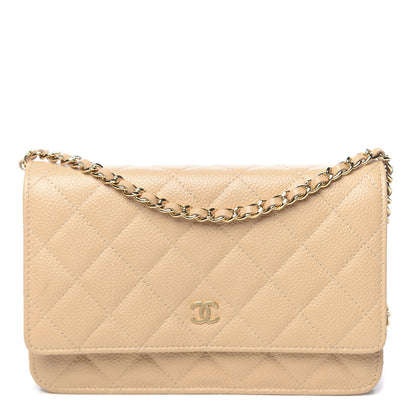 Chanel Caviar Quilted Wallet On Chain WOC Beige 1 of 13