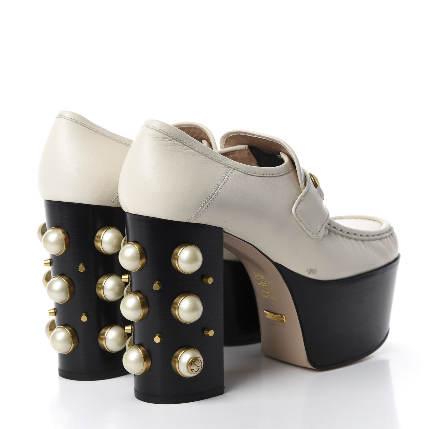 Malaga Kid Pearl Studded Vegas Platform Loafers 39 Mystic White