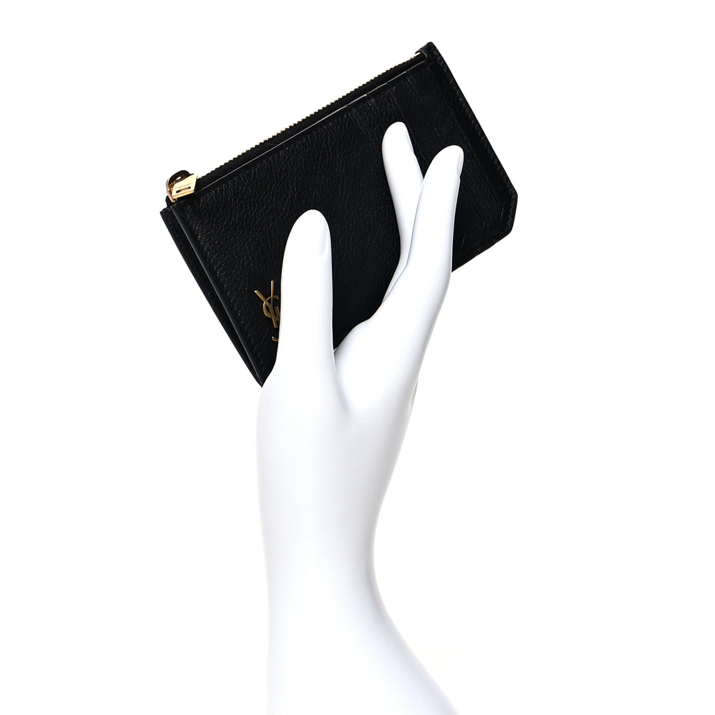 Grained Calfskin Monogram 5 Fragments Zip Pouch Card Holder Black