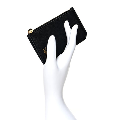 Saint Laurent Grained Calfskin Monogram 5 Fragments Zip Pouch Card Holder Black 2 of 7