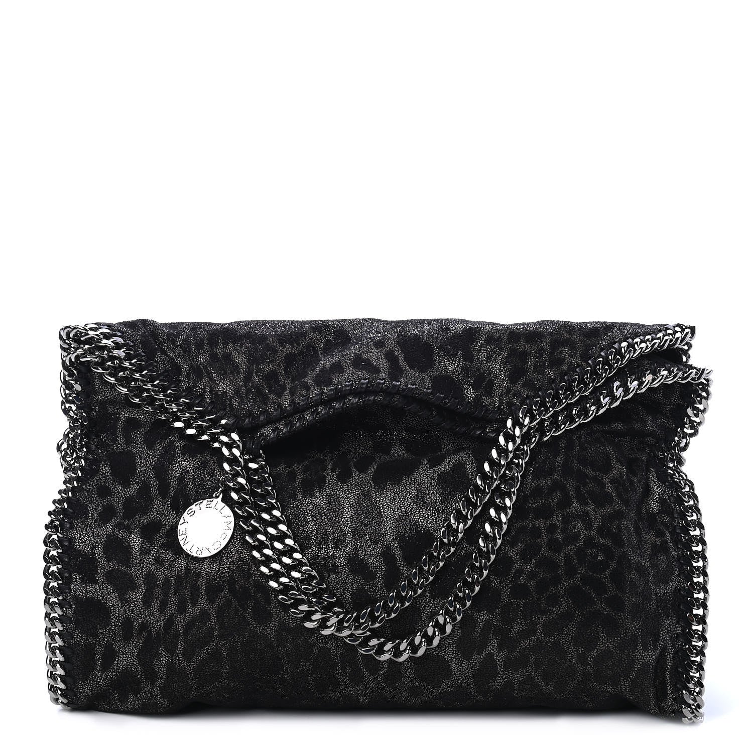 Stella McCartney Shaggy Deer Leopard Print Falabella Fold Over Tote Grey 1 of 4