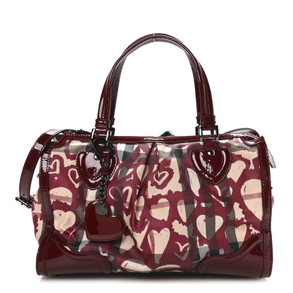 Burberry Nova Check Heart Print Pilgrim Satchel Berry 1 of 11