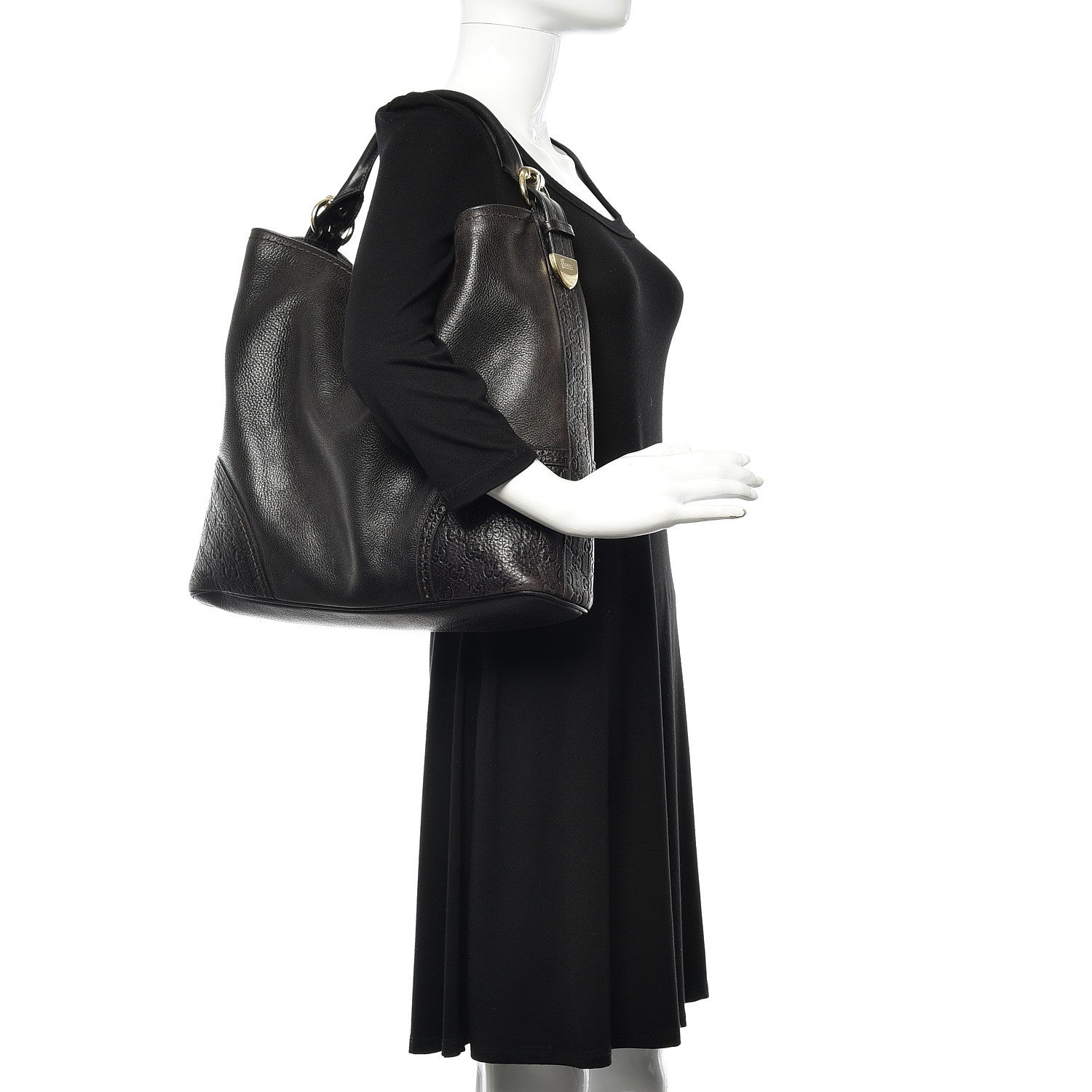 Gucci Calfskin Guccissima Trim Large Signoria Hobo Dark Brown 2 of 12