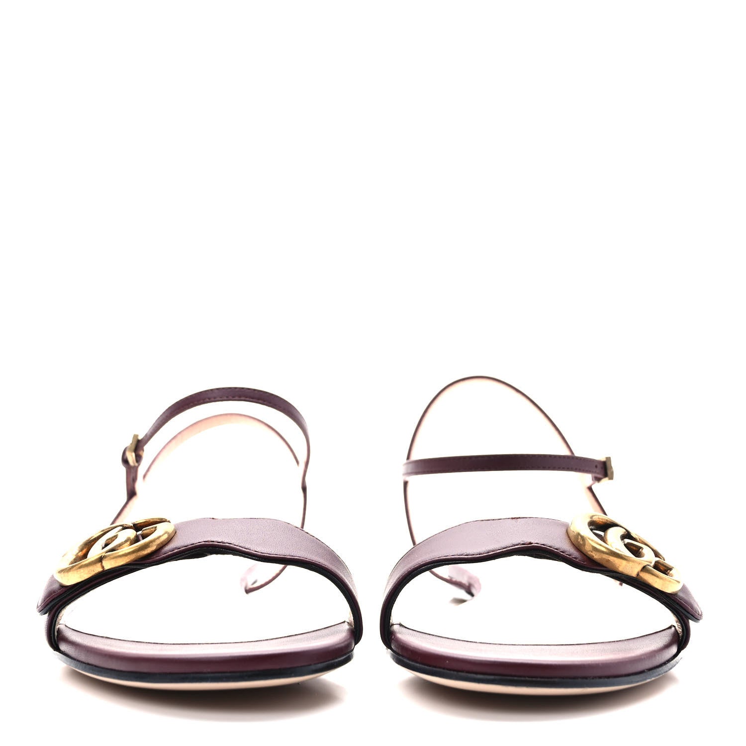 Gucci Lifford Calfskin GG Marmont Ankle Wrap Flat Sandals 39 Vintage Bordeaux 2 of 8