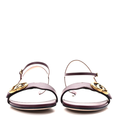 Gucci Lifford Calfskin GG Marmont Ankle Wrap Flat Sandals 39 Vintage Bordeaux 2 of 8
