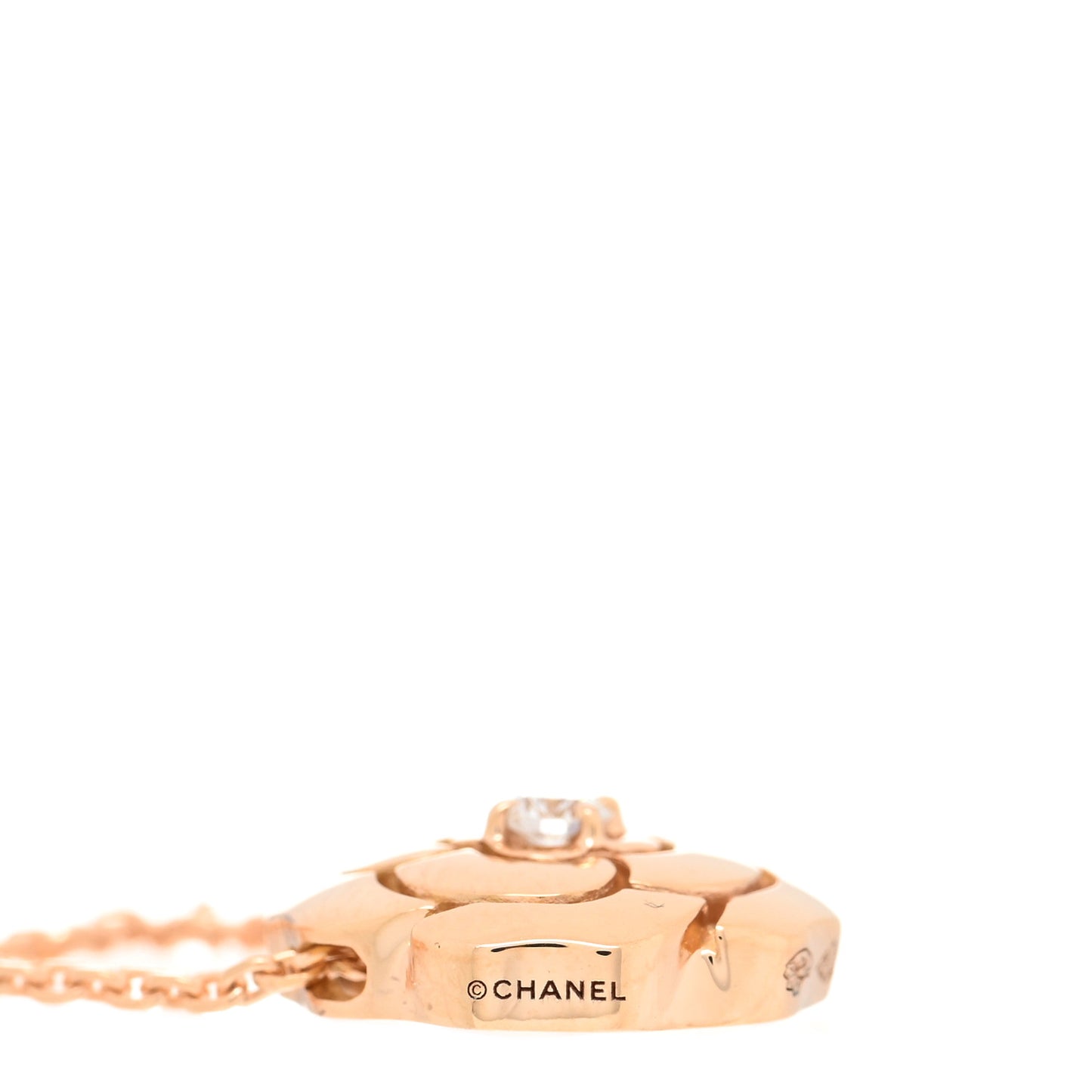 18K Rose Gold Diamond Extrait de Camelia Pendant Necklace