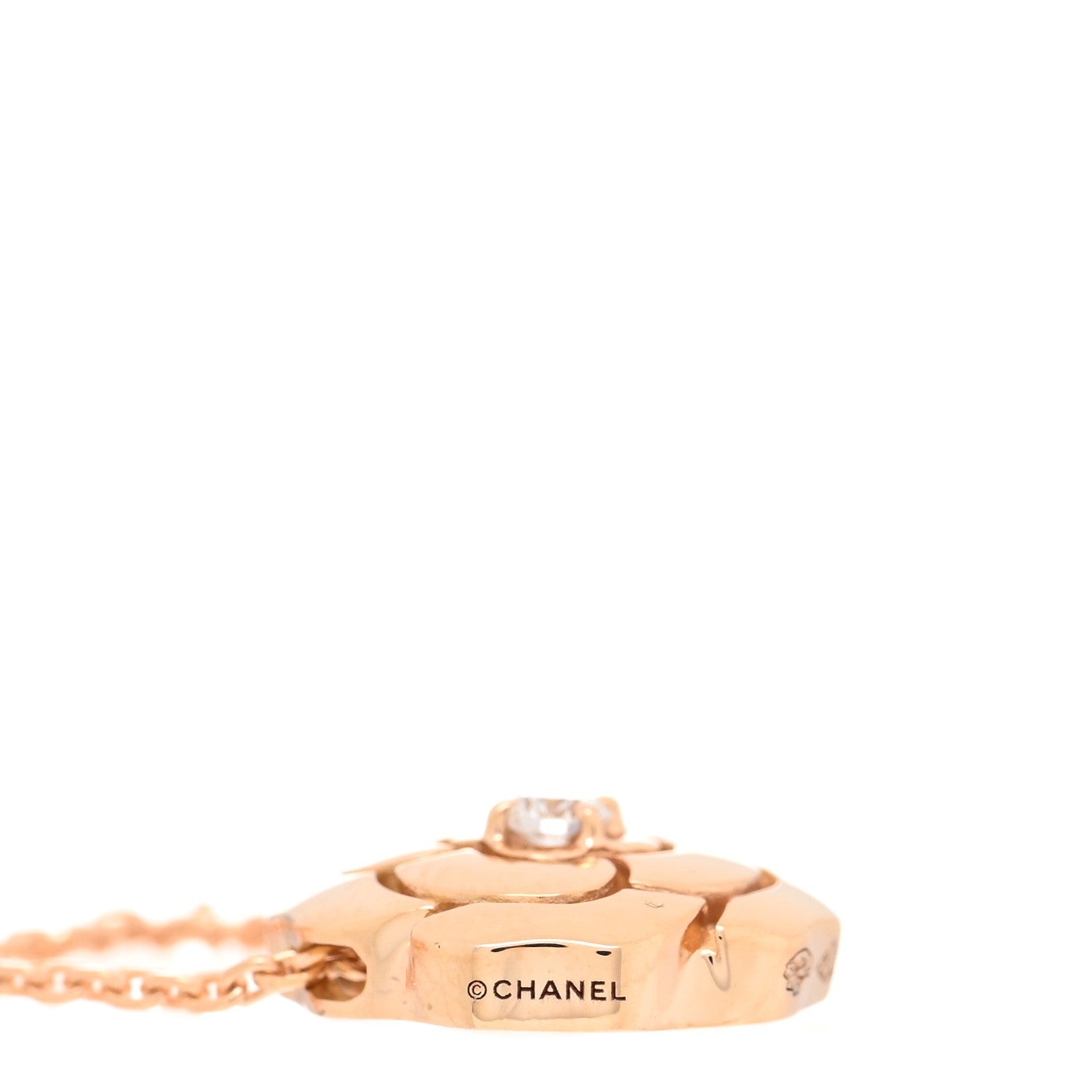 Chanel 18K Rose Gold Diamond Extrait de Camelia Pendant Necklace 6 of 6