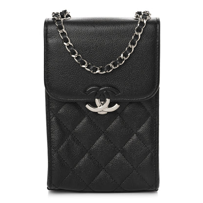 Chanel Grained Calfskin Quilted CC Box Clutch With Chain Black 1 of 9