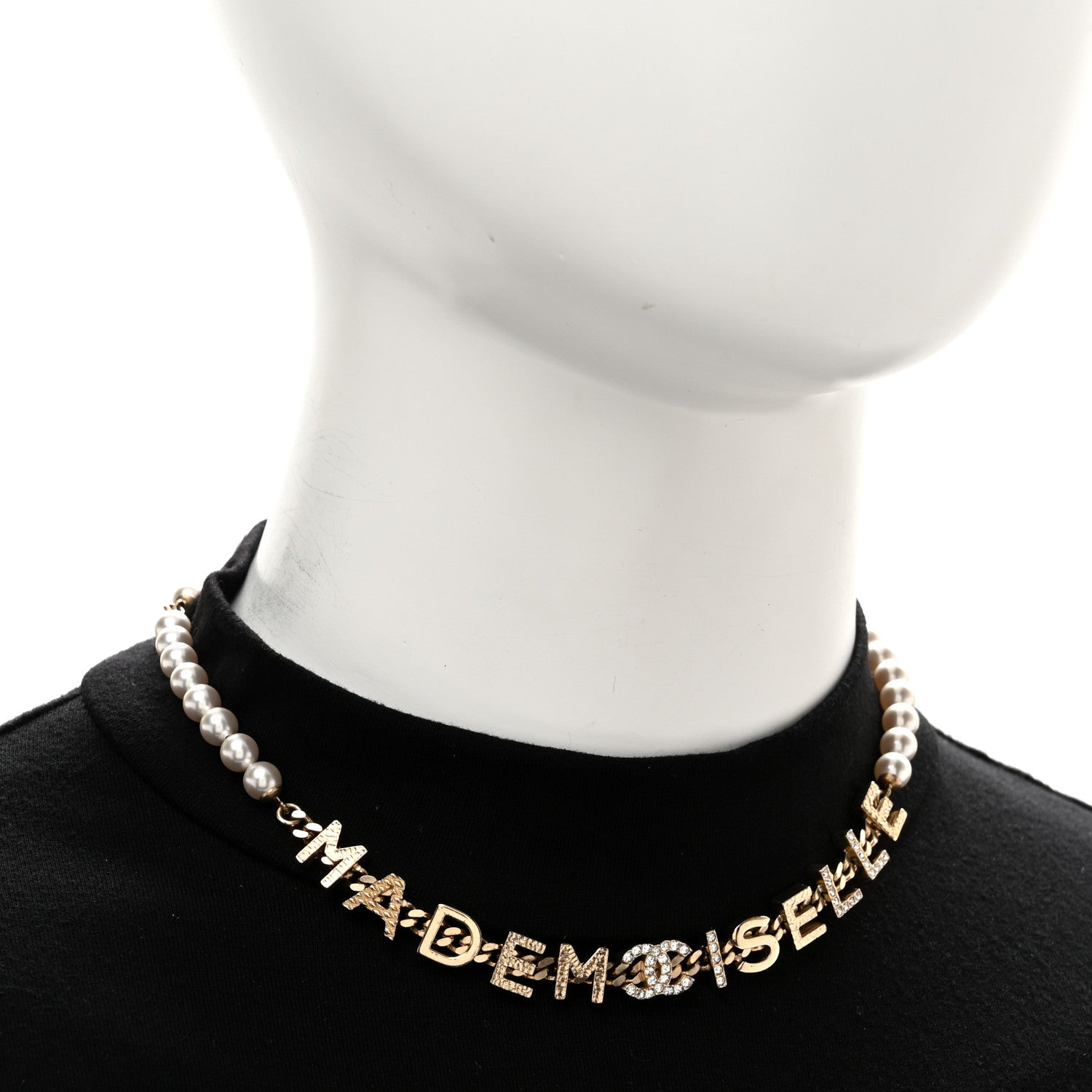 Chanel Pearl Crystal CC Mademoiselle Choker Gold Pearly White 2 of 6