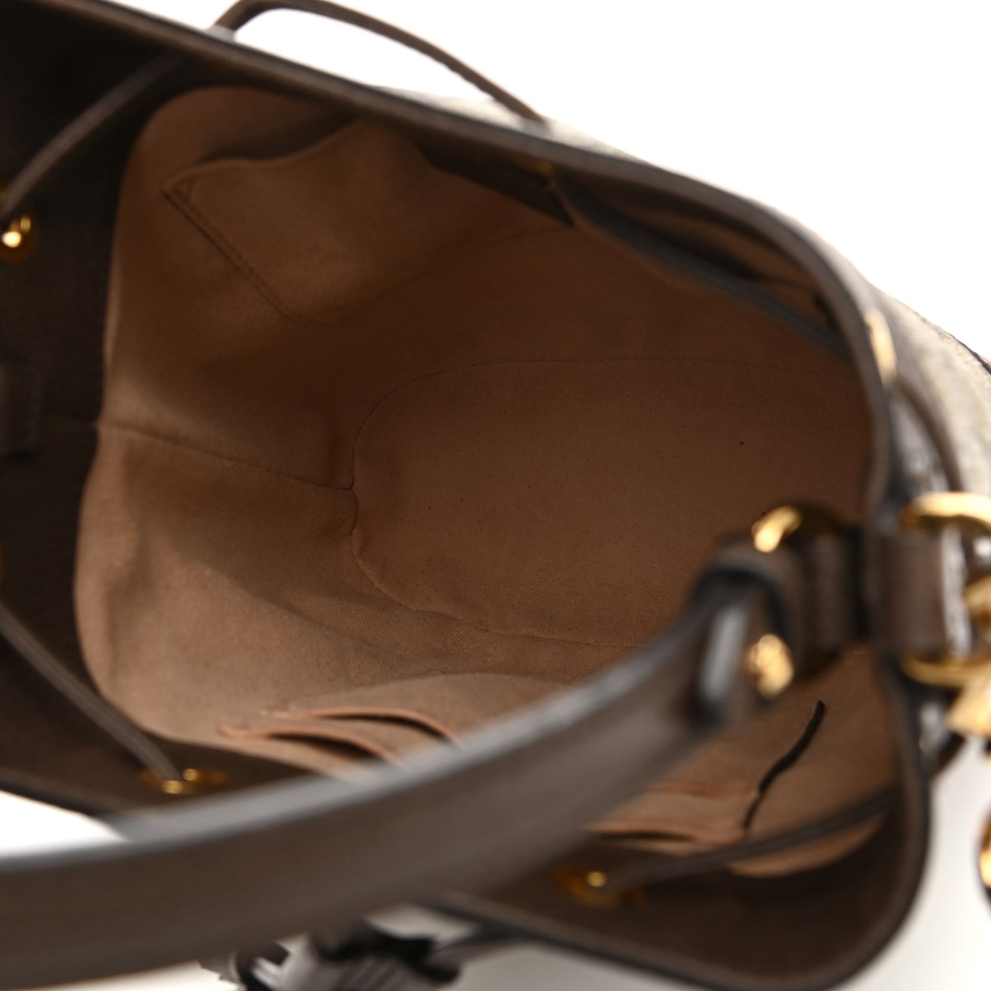 GG Supreme Monogram Web Small Ophidia Bucket Bag Brown