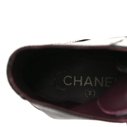 Chanel Crackled Calfskin Velvet Pearl Combat Short Boots 37 Black 7 of 9
