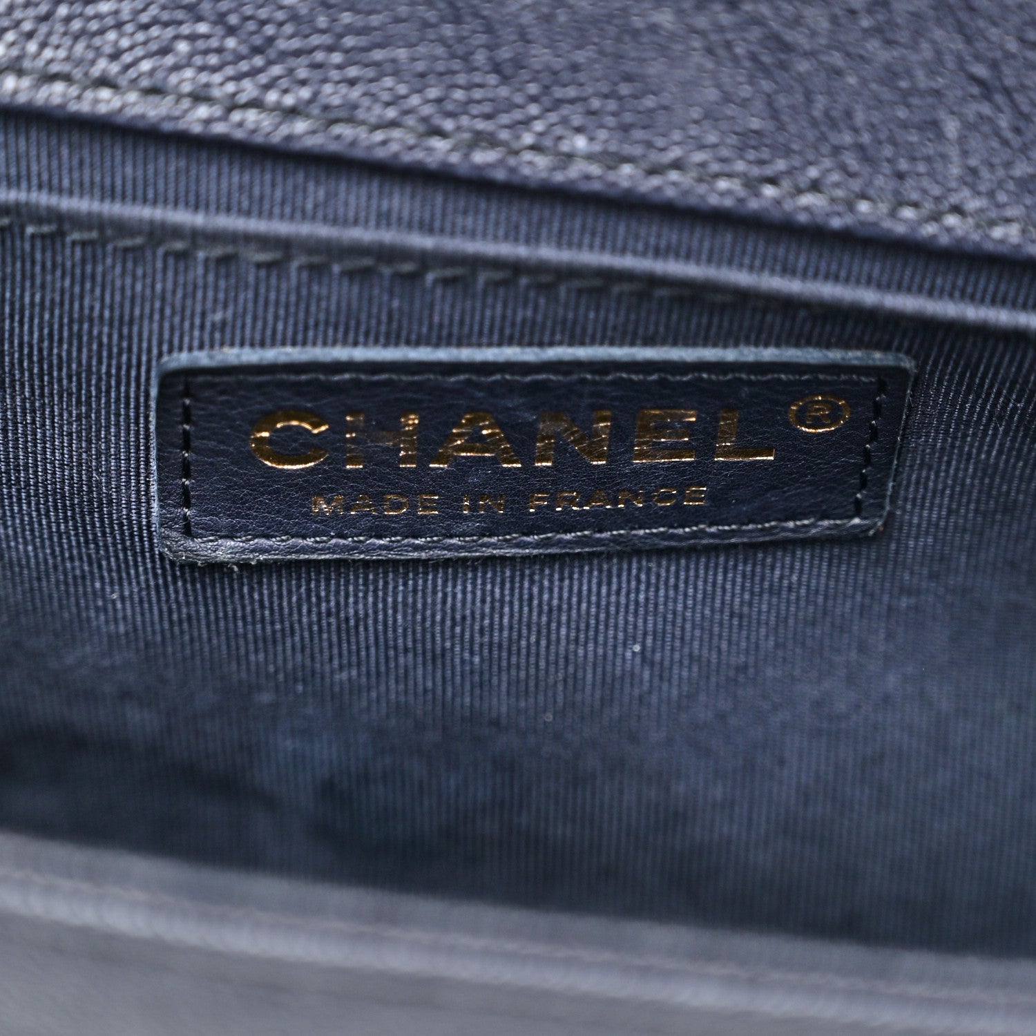 Chanel Caviar Chevron Quilted Medium Boy Flap Dark Navy Blue 6 of 10