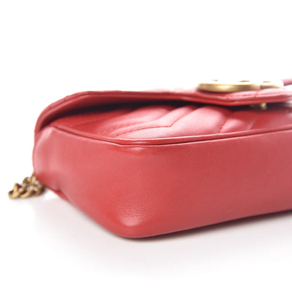 Gucci Calfskin Matelasse Super Mini GG Marmont Shoulder Bag Hibiscus Red 5 of 10