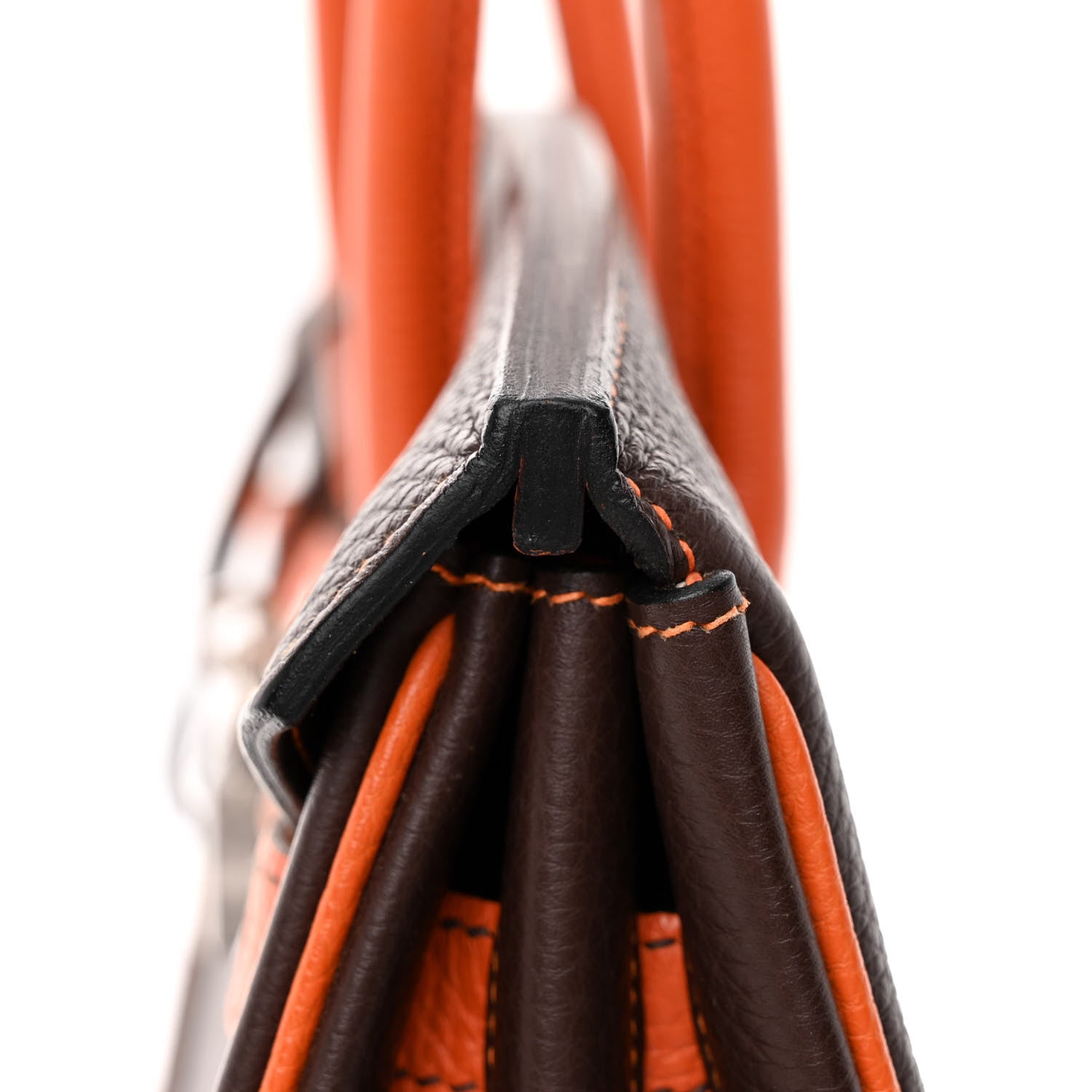 Hermes Togo Bi Color Horseshoe Birkin 35 Chocolate Orange 12 of 12