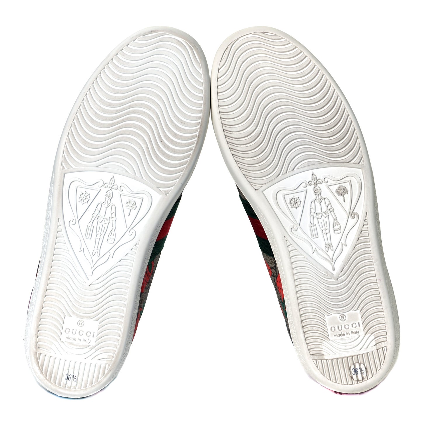 GG Supreme Monogram Strawberry Web Womens Ace Sneakers 36.5 Beige Multicolor Red Green