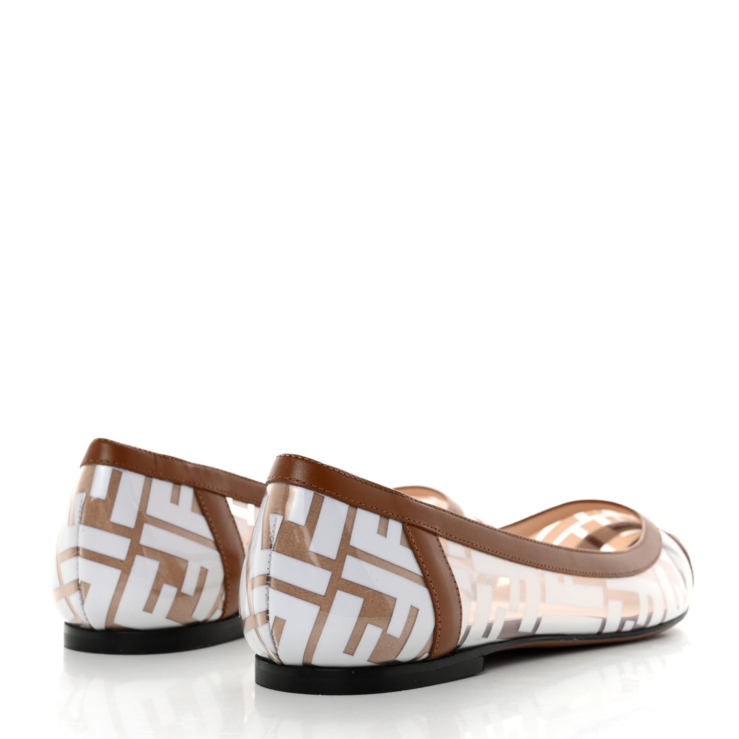 PVC Calfskin FF Colibri Ballerina Flats 39.5 White Cuoio