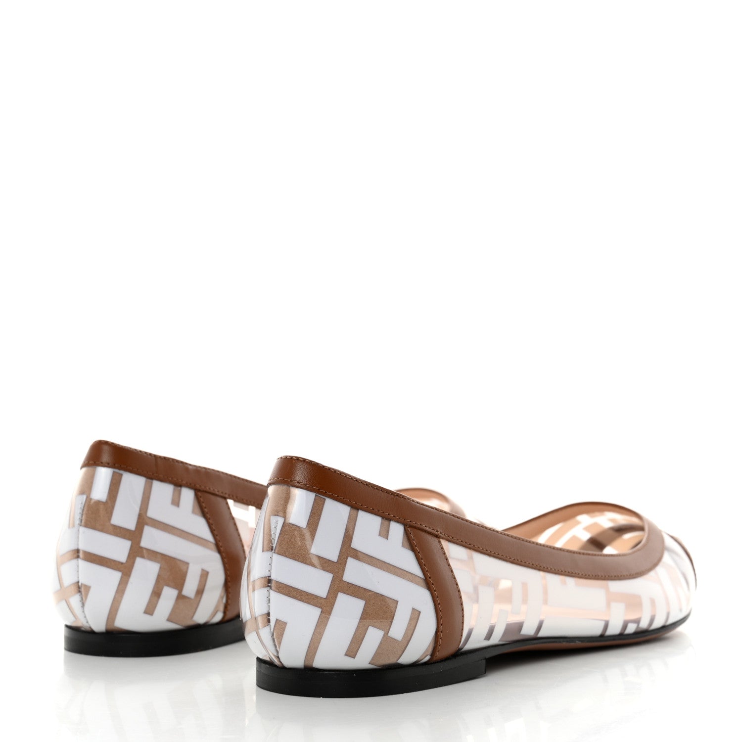 Fendi PVC Calfskin FF Colibri Ballerina Flats 39.5 White Cuoio 4 of 7
