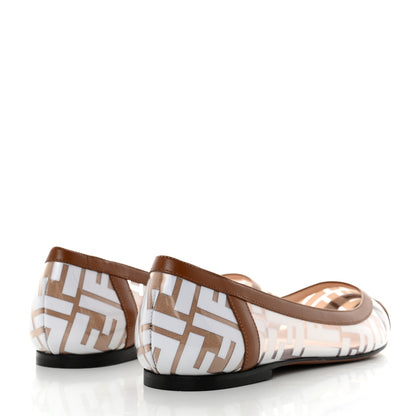 Fendi PVC Calfskin FF Colibri Ballerina Flats 39.5 White Cuoio 4 of 7