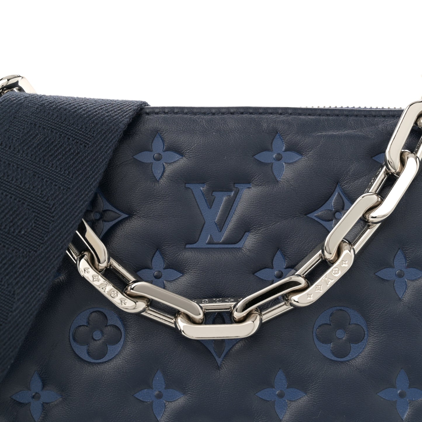 Lambskin Embossed Monogram Coussin PM Navy