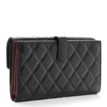 Chanel Caviar Quilted CC Long Double Wallet Black 3 of 7