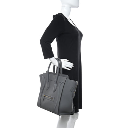 Celine Drummed Calfskin Mini Luggage Kohl 2 of 10