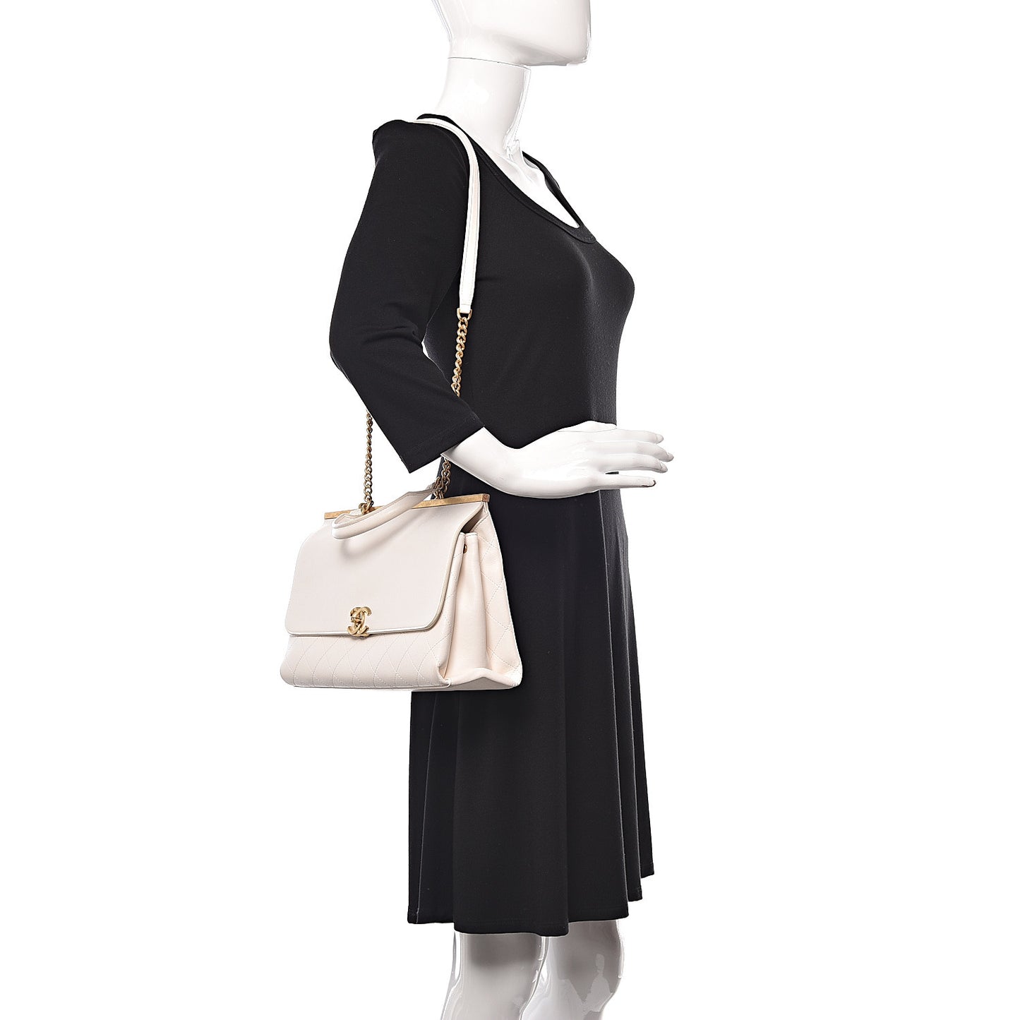 Lambskin Quilted Coco Luxe Top Handle Flap White